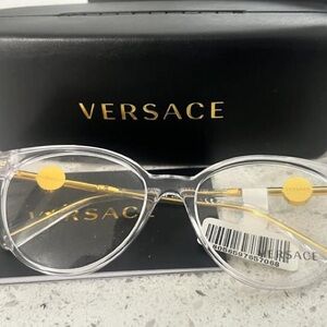 Versace Women's Clear and Gold Glasses